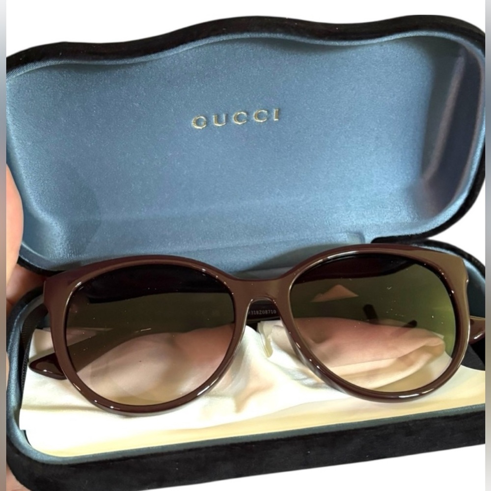 Gucci Dark Brown Sunglasses with Gold GG Accent NWT Full Inclusion